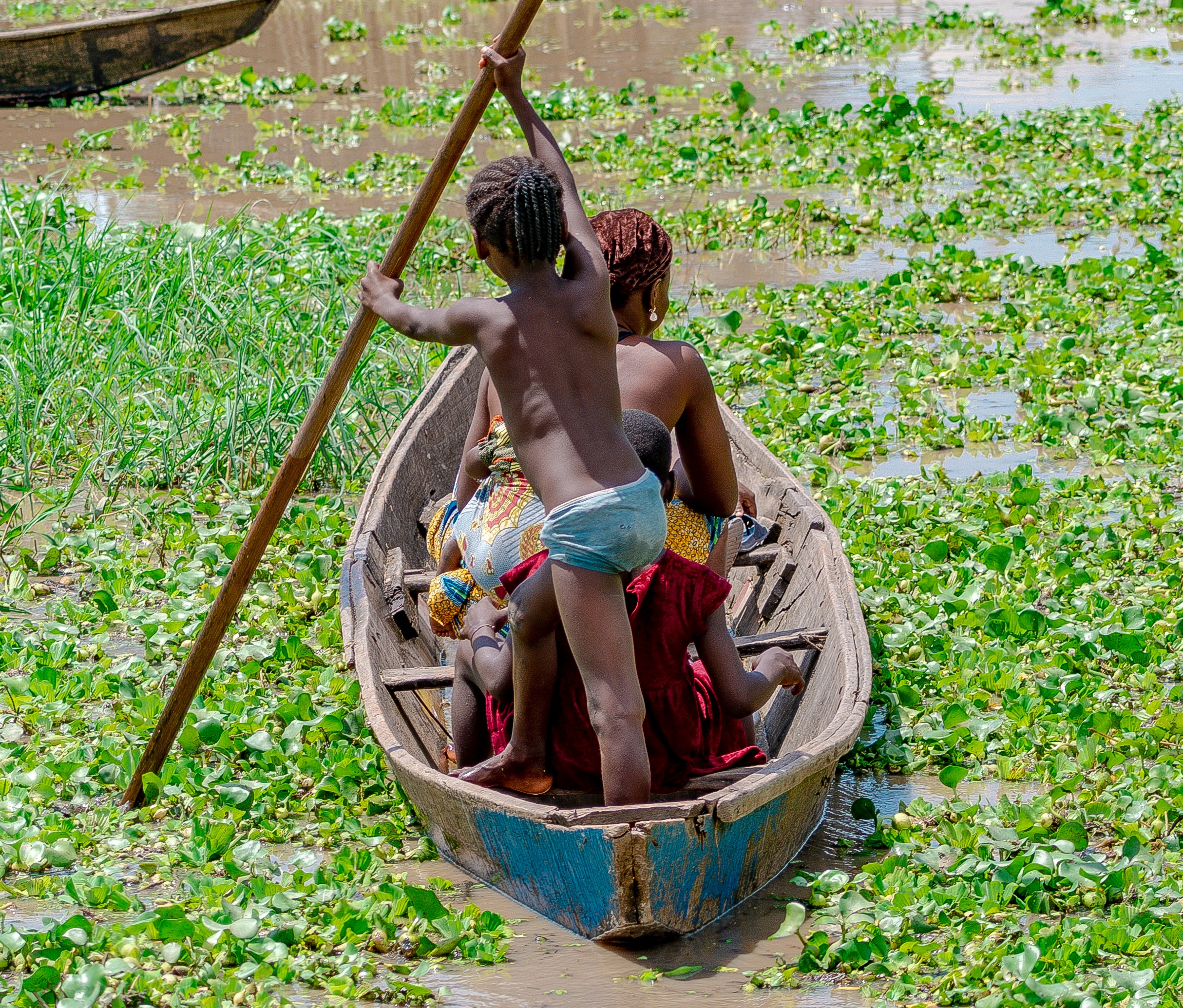 Benin Ouémé rivier kanalen waterhyacint