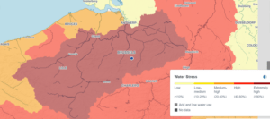 Figuur die aantoont dat Vlaanderen een regio met waterstress is